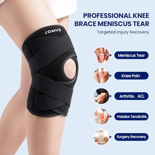 JOMVD Knee Brace for Knee Pain, Meniscus Tear, ACL, Adjustable Knee Support with Side Spring Stabilizers for Meniscus Tea...