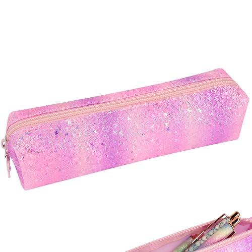 Biiange Pencil Pouch Glitter, Pencil Case, Portable Pen Bag with Zipper, Storage Bag, Travel Accessories Bags, Makeup Brus...