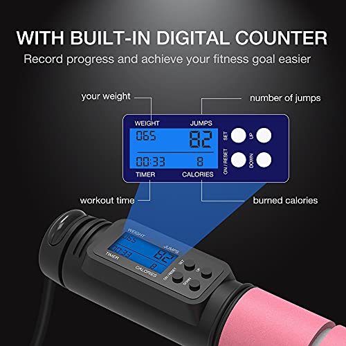 Jump Rope, H Handio Jump Rope with Counter, Workout Jumping Rope with Steel Ball Bearings, Adjustable Length Speed Skippin...