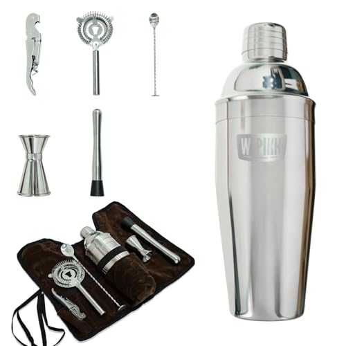 Wepikk Stainless Steel Cocktail Shaker Set, 24oz/750ml Bartender Kit Includes Strainer and Stir Stick for Home, Bar, Part...