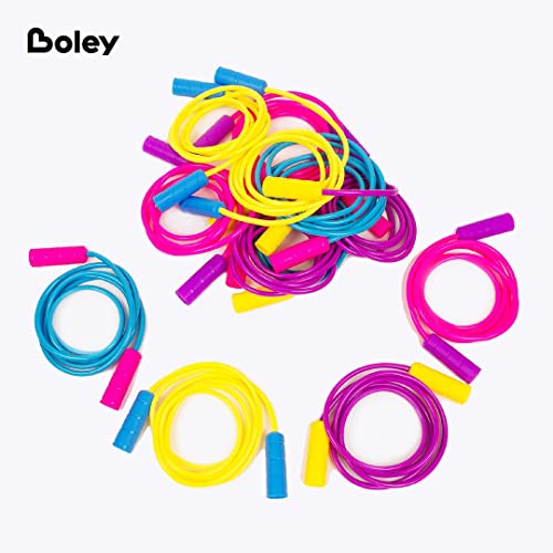 Boley Kids Jump Rope Set - 12 Pack, 7ft Durable Skipping Ropes with Non-Slip Handles for Boys & Girls, Fun Outdoor Activit...