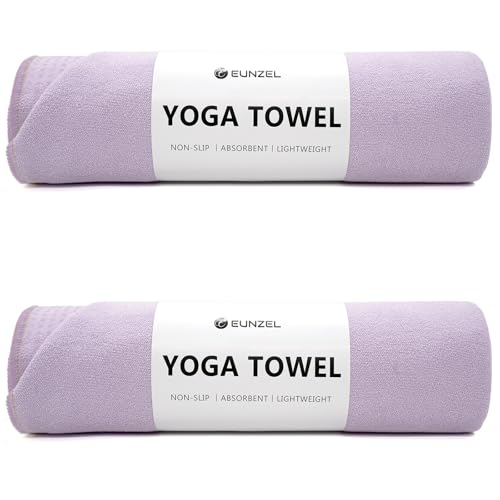 Eunzel 2 Pack Hot Yoga Towel with Grip Dot, Non Slip Yoga Mat Towe Sweat Absorbent Towel for Hot Yoga,Bikram, Pilates and ...