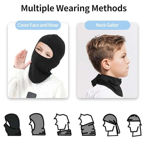Pukavt 1-3 Pack Kids Balaclava Ski Mask for Boys and Girls, UV Protection Windproof Scarf for Winter Snowboard Cycling