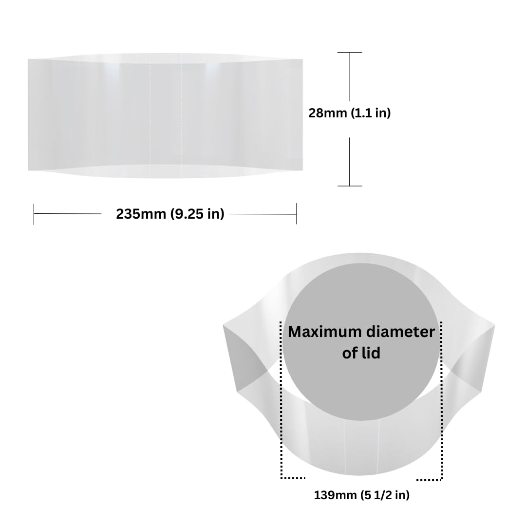 Supplement and Supply 235 x 28 mm Clear Perforated Shrink Band for Tubs, Containers, Large Canisters and More. [Compatible Diameter: 5 1/2"] - Bundle of 1,000