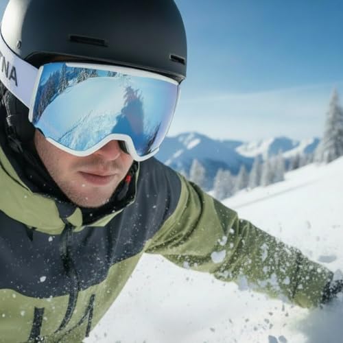 OUTNA Ski Goggles for Men and Women, OTG, Anti-Fog Dual-Layer Lens, UV400 Protection, Helmet Compatible, Snow Goggles