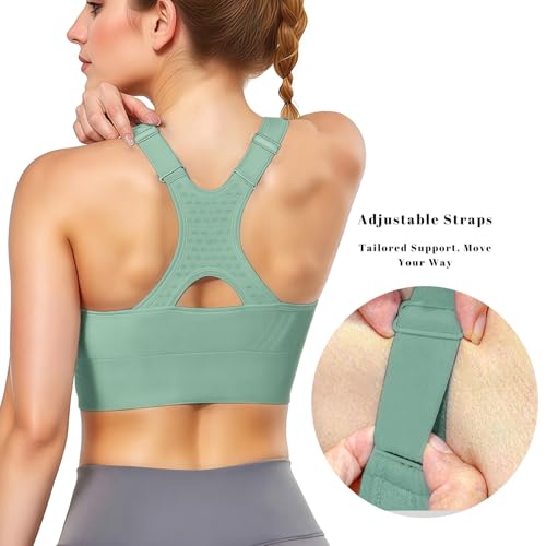 Tmeefee Adjustable Sports Bras for Women: 3 Pack High Support Padded Racerback Sport for Large Bust Workout Running Gym