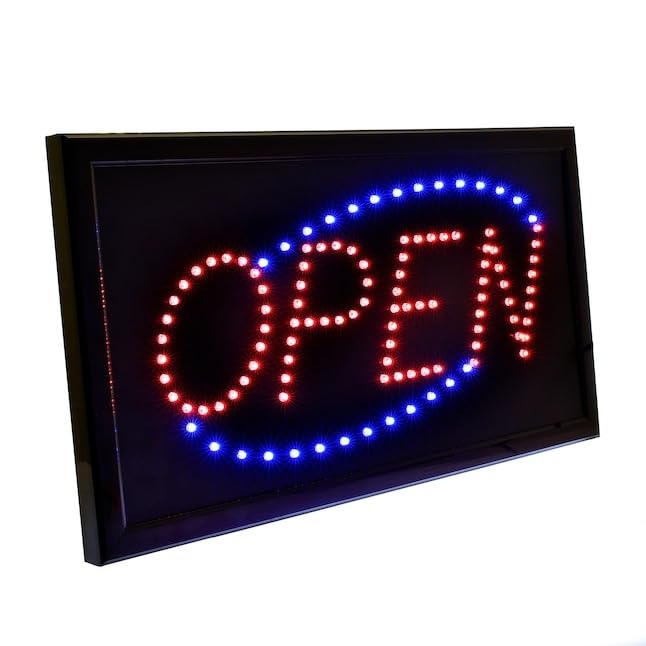 E-ONSALE Animated LED Neon Light Open Sign Rectangle Metal 19inx10in