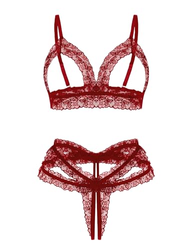 Avidlove Lace Lingerie Set for Women Sexy Cutout Matching Bra and Panty Sets 2 Piece Wireless Bralette Outfits S-XXL