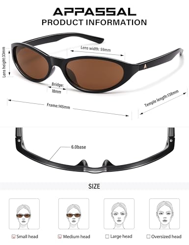 Appassal Retro Y2K Wrap Around UV400 Oval Sunglasses for Women Men Sporty Shades Rave 2026 Sunglasses AP3741