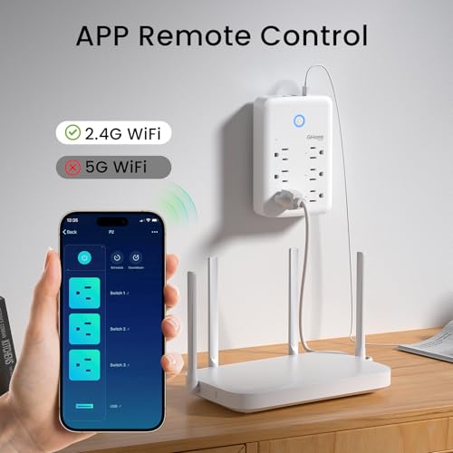 GHome Smart Plug Outlet Extender, USB Wall Charger with 3 Individual Smart Outlets and 3 Smart USB Ports, Works with Alexa...