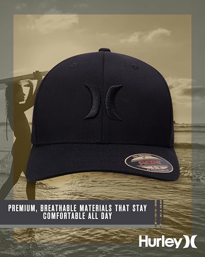 Hurley Mens Baseball Cap - Flexfit Fitted Baseball Caps for Men (Sizes: S-XL)