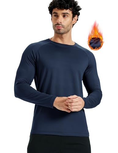 NASBING Mens Thermal Long Sleeve Shirt Base Layer Cold Weather Fleece Lined Underwear Tops Winter Undershirt