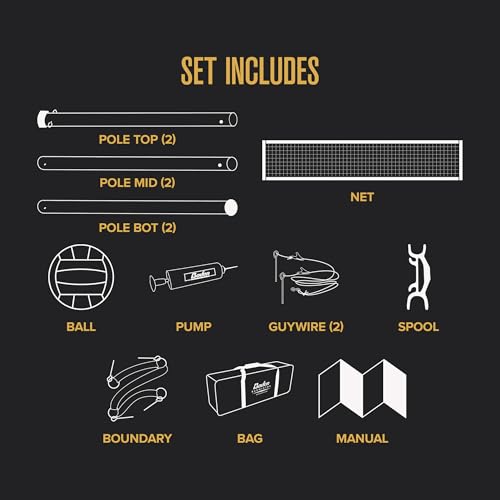 Baden Volleyball Net Set, Volleyball Bag, Adjustable Poles, & Boundary Lines, Portable Volleyball Net for Backyard or Outd...