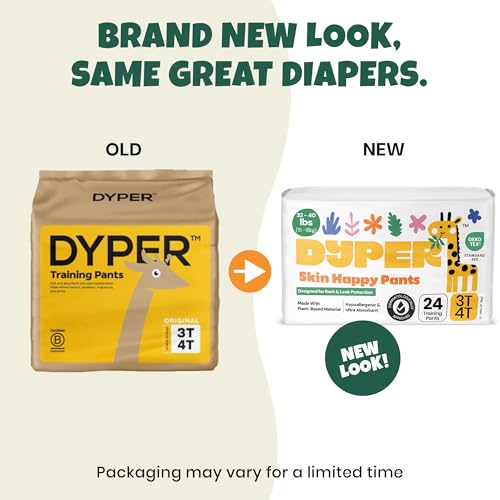 DYPER Toddler Training Pants 3T-4T for Boys & Girls Hypoallergenic, Unscented, Plant-Based & Perfect for Sensitive Skin, L...