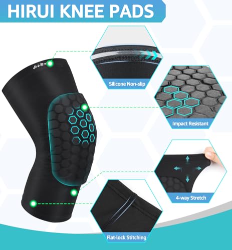 HiRui Knee Pads for Kids Youth Adult, Basketball Baseball Knee Brace Knee Support, Collision Avoidance Kneepad Compression...