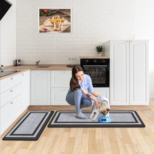 Mattitude Kitchen Mats Set of 2，Cushioned Anti-Fatigue Non-Skid Rug Sets Ergonomic Comfort Standing Mat for Kitchen, Floo...