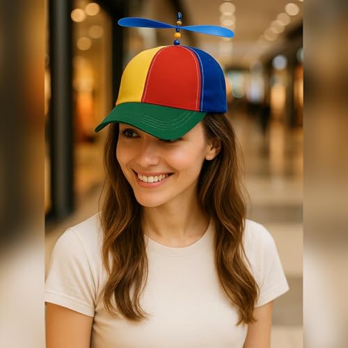 Aiermo Colorful Helicopter Baseball Cap: Neutral Adjustable Cute Baseball Helicopter Propeller Cap Snapback Cap