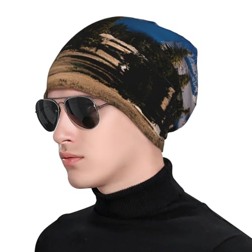 Rocky Mountains Print Winter Beanie Hat Men Women Soft Lightweight Thermal Cap for Outdoor Skiing Wear Black