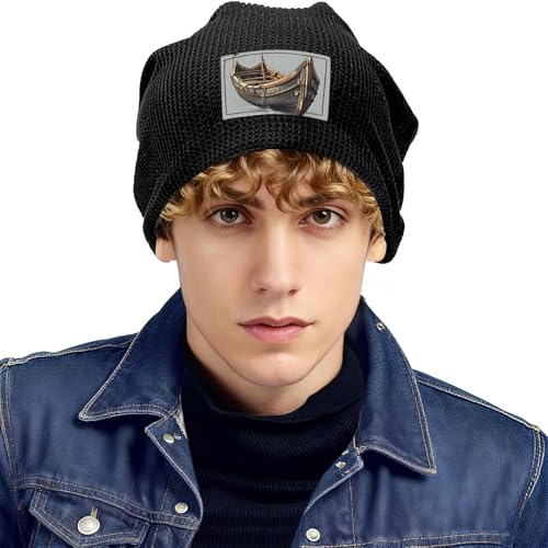 Old Viking Boats Print Lightweight Waffle Pullover Hat Men Women Winter Headwear Outdoor Camping Travel