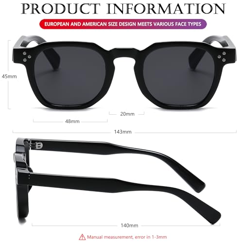AIEYEZO Retro Sunglasses for Womens Mens Square Thick Framed Shades Trendy Vintage Sun Glasses