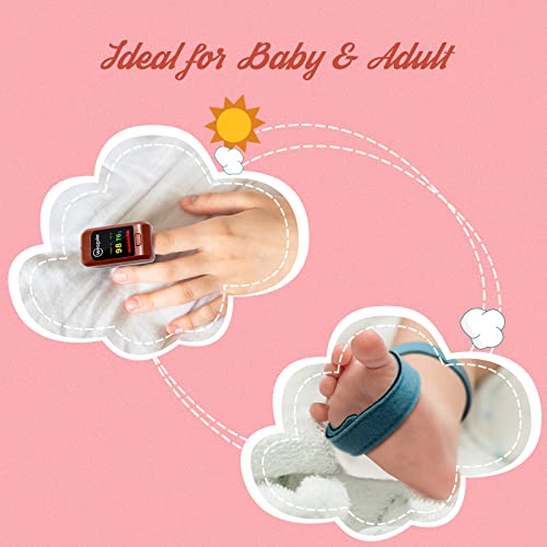 Wearpulse Kids Oxygen Monitor, Infant Fingertip Pulse Oximeter Tracks Adult and Child's SPO2 & Pulse Rate, Toddler Foot O2...