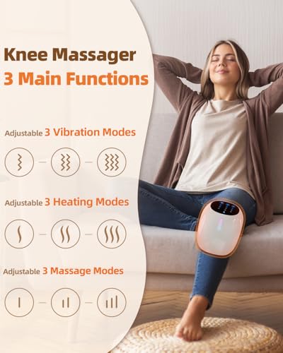 HXMBFBF Knee Massager, 3-in-1 Cordless with Heat and Red Light, Comfort 3 Vibration Modes and 3 Heating Levels Long Batter...