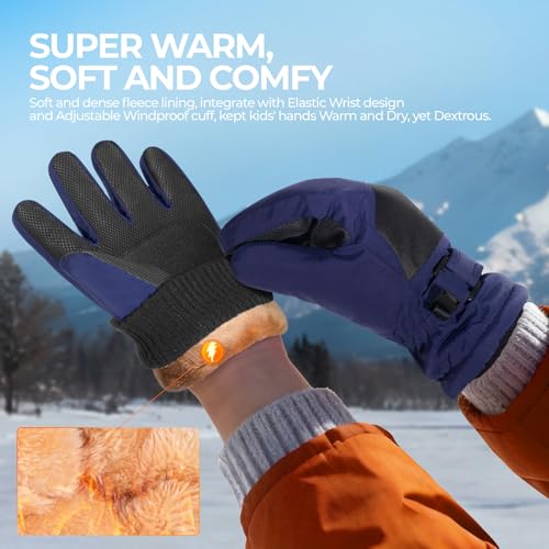 rivmount Kids 3M Winter Ski Snowboarding Snow Gloves Warm Thermal Waterproof Windproof Touchscreen for Boys Girls in Cold ...
