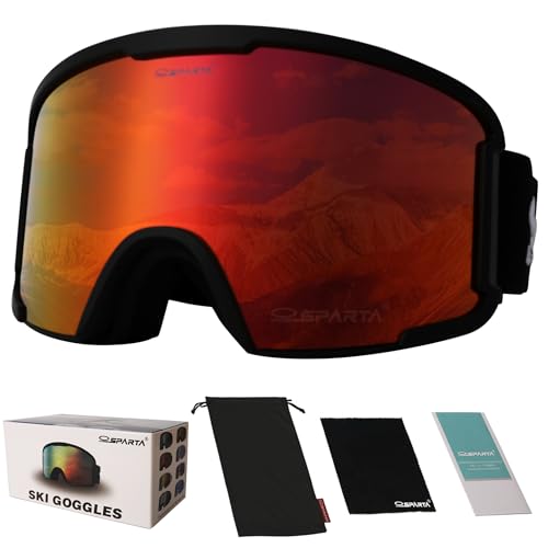 OUTDOORSPARTA Adult Ski Goggles- Helmet Compatible Ski Goggles for Men & Women with 100% UV Protection