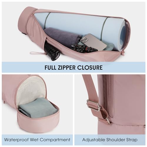 sportsnew Yoga Mat Bag, Full Zip Cargo Yoga Mat Carrier Bag with Drawstring Water Bottle Pocket and Bottom Wet Pocket, Exe...