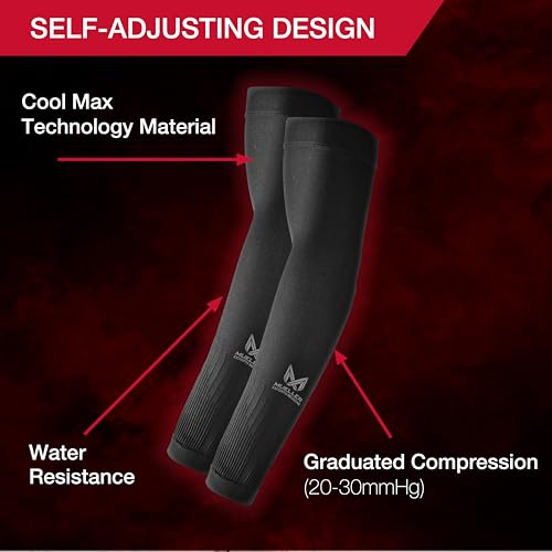 MUELLER Esports Medicine True Graduated Compression Gaming Arm Sleeves for Men and Women, 1 Pair (2 Arm Sleeves), Fits Lef...