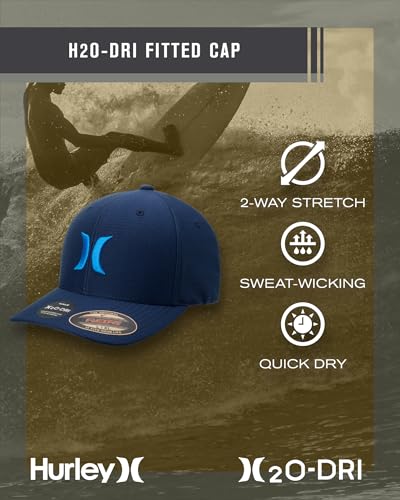 Hurley Men's Baseball Cap – Lightweight Curved Bill H2O Dri Fitted Caps for Men