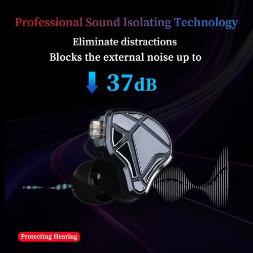 KZ Axas Gaming Earbuds Wired with Mic for PS4 PC Xbox PS5, Noise Isolation IEM for Gaming with Low Latency, Comfort-Fit Ea...