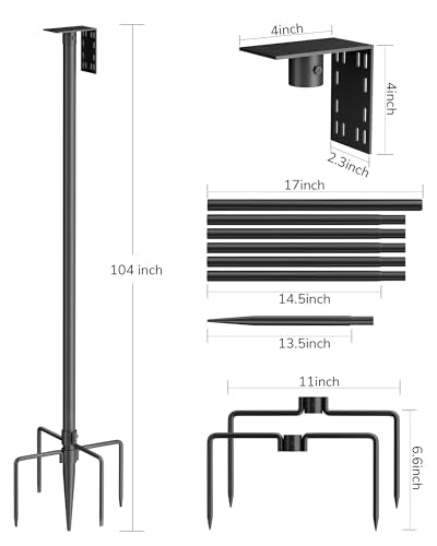 VIUBIRD Bird Feeder Pole – 104 Inch Height Bird House Pole with 1-Inch Dia Heavy Duty for Birdfeeders, Feeding Stand with ...