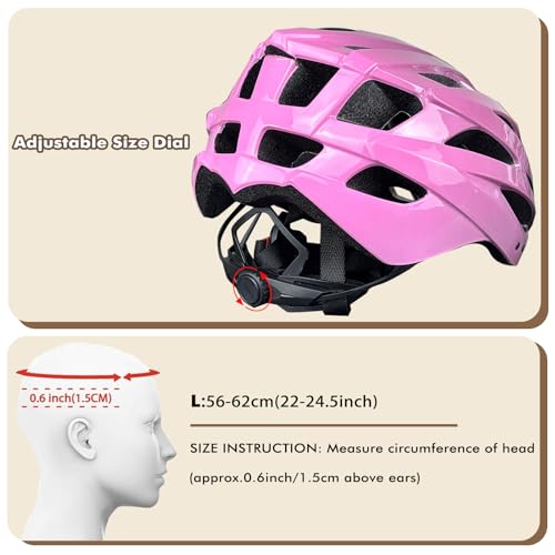 AISSTXOER Road Bike Helmet Adult Men & Women, Adjustable Lightweight Design (22-24.5 Inches) - Vented, Removable Visor & R...