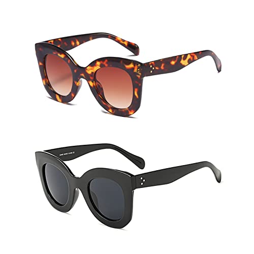 Freckles Mark Thick Fashion Butterfly Sunglasses for Women Trendy Round Cat Eye Sun Glasses