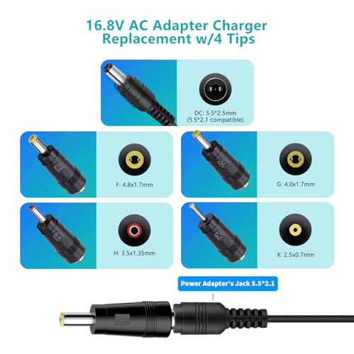 16.8V AC/DC Massage Gun Charger Adapter Compatible with LifePro Sonic, Sonic Mini,Fusion X, Sonic Pro, Youdgee H1 Mini, Me...