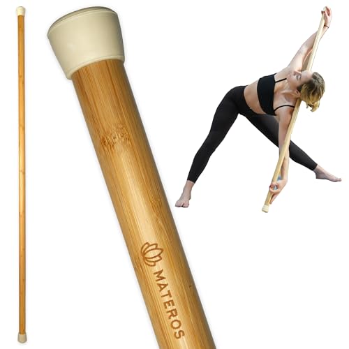 Materos 5ft Yoga Stick Made from Natural Bamboo - Yoga Dowel, Mobility and Exercise Stick for Workout, Stretching, Flexibi...