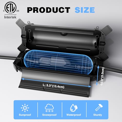 Flemoon [3 Pack] Outdoor Extension Cord Safety Cover with Waterproof Seal, Weatherproof Electrical Connection Box to Prote...
