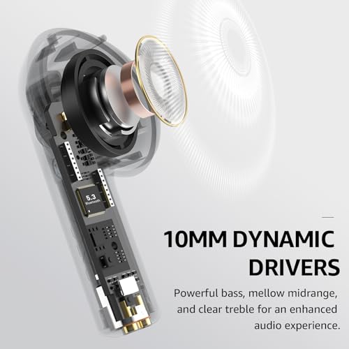 TOZO E2 Wireless Earbuds with 2 Mics AI Call Noise Cancellation, 10mm Drivers with Powerful Bass, App Customize 32 EQs, 30...