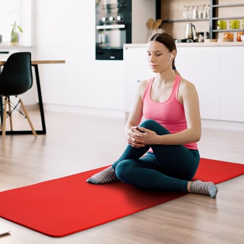 Fitvids Yoga Mat, 1/2-Inch Extra Thick High Density Exercise Mat, Anti-Tear Exercise Yoga Mat with Carrying Strap, Suitabl...