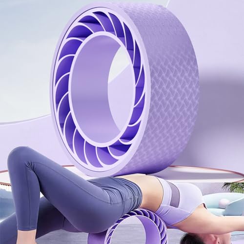 Curve magic wheel：Fit Prop Foam Padded Back Stretcher Wheel with Center Spine Cradle，Yoga Wheel for Improving Yoga Poses, ...
