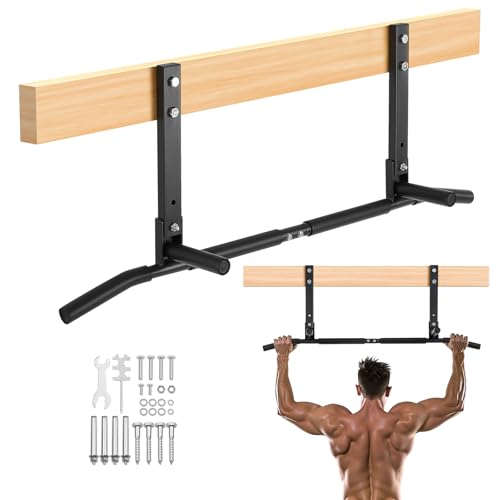VEVOR Joist Mount Pull Up Bar, Ceiling Mounted Chin Up Bar for Home Gym, Multi-Grip Pull Ups, 42 in Width Multifunctional ...