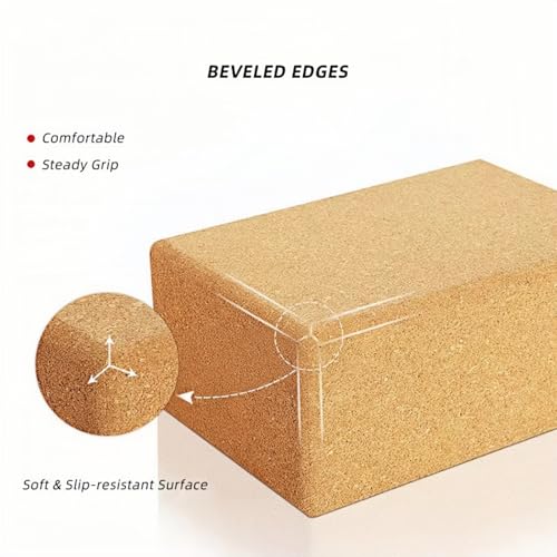 MBHKRRS Yoga Block - Fine-Grain Cork Block, Yoga Equipment, Home Gym Accessory, Pilates Tool, Lightweight for Travel, Extr...