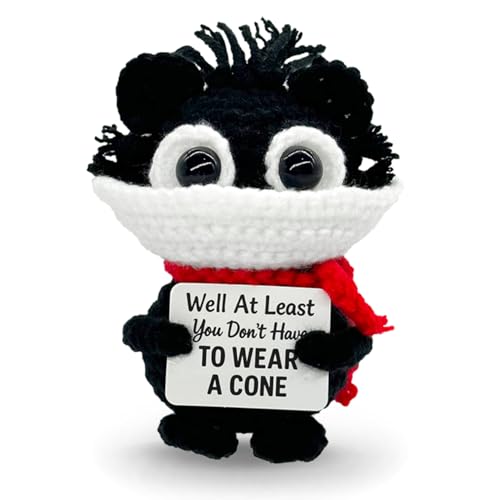LUDEONA Well at Least You Don’t Have to Wear a Cone – Funny Crochet Cat Plush – Handmade Emotional Support Gift for Surger...