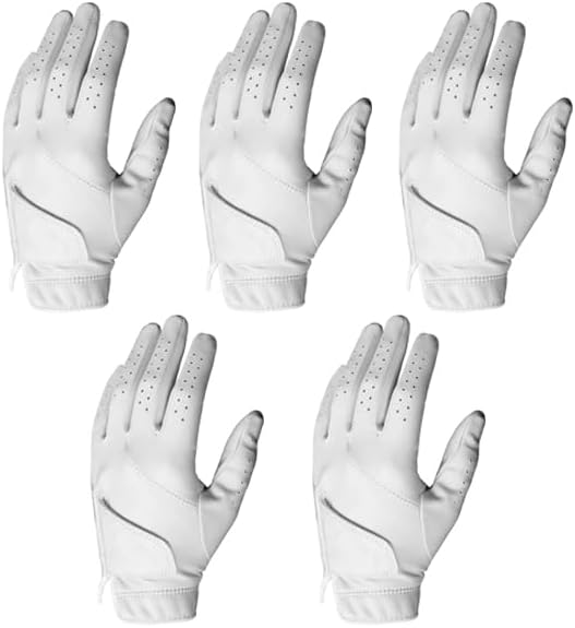 Scratch Cabretta Leather Ladies Golf Gloves (5 Pack) Logo Free, for 2025, Durable & Soft, Small Medium Large X-Large