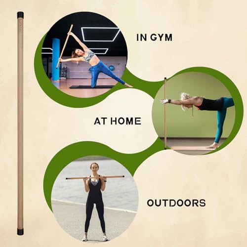 RitFit 5ft Natural Bamboo Yoga Stick, Exercise Stick, Stretching Stick, Versatile Tool for Yoga Practice, Stretching, Flex...