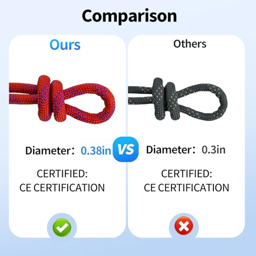 200ft 3/8 Inch Climbing Rope, Heavy Duty Arborist Rope, Nylon Rigging Rope for Tree Work,Bull (Red)