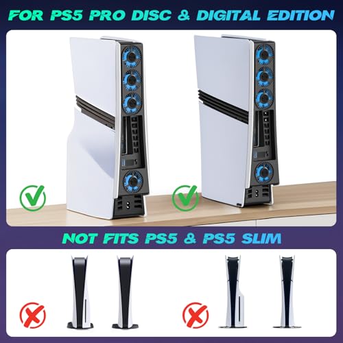 Ps5 Pro 4 Cooling Fans,Ps5 Pro Accessories Fans with USB 3.0,Efficient Quiet Cooler Fan with Adjustable Speed,Cooling Fan ...