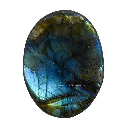 Amazing Gemstone Labradorite Thumb Worry Stone, Anxiety Stone, Healing Crystals - Piedra Crystal Fidget for Gift, Meditati...