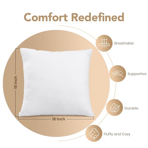 Utopia Bedding Outdoor Pillow Inserts 18 x 18 Inches (Pack of 2, White), Water Resistant Garden Throw Pillows for Patio an...